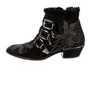 Chloe Black Ankle Boots with Buckle Details